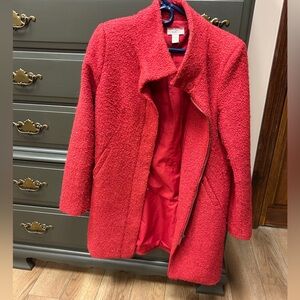 Loft red teddy womens coat